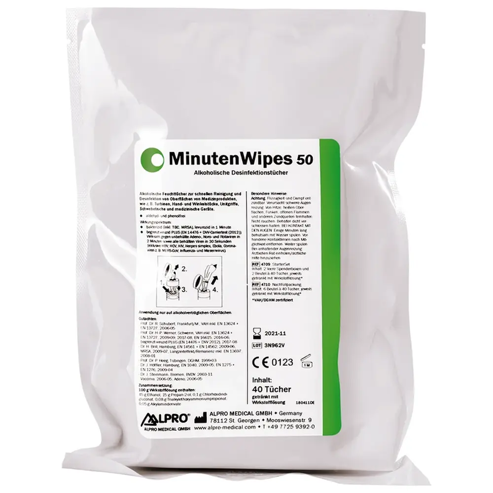 ALPRO MEDICAL MinutenWipes 50 - Packung 6 Nachfüllbeutel