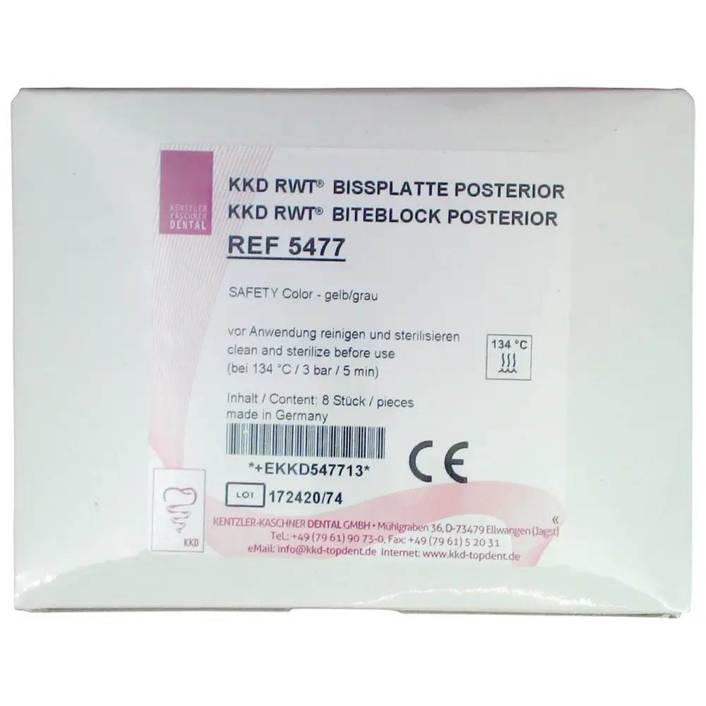 Kentzler-Kaschner RWT® Bissplatten - Packung 8 Bissplatten, Posterior, gelb
