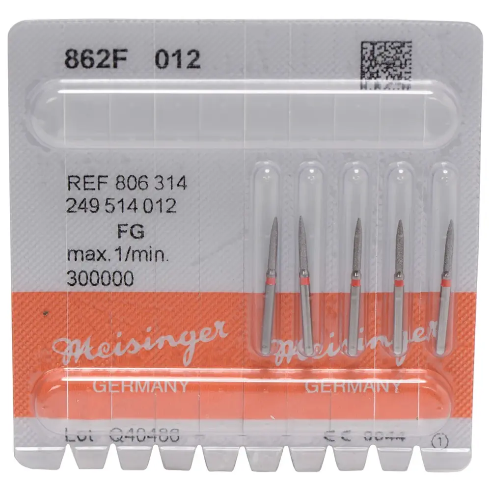Hager & Meisinger Diamanten 862 - Packung 5 Stück rot fein, FG, Figur 249 Flamme, 8 mm, ISO 012