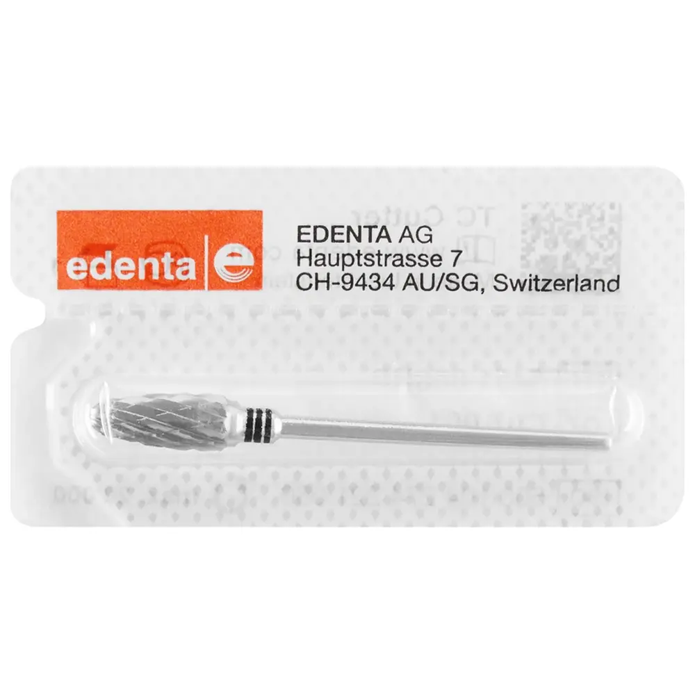 Edenta HM-Fräser Schliff 51 - Stück Kreuzverzahnung, 3 x schwarz mittelgrob, HP, Figur 274, 14 mm, ISO 060