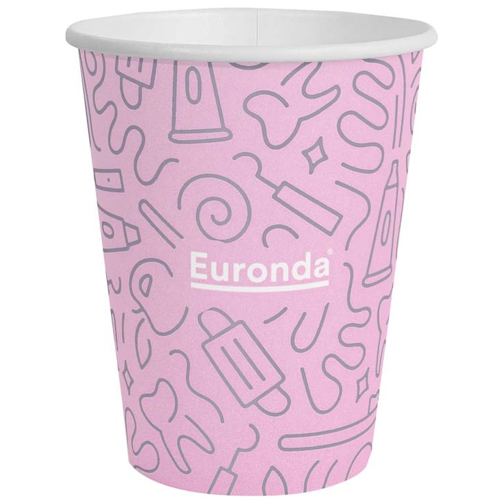 Euronda Monoart® Mundspülbecher Hartpapier - Karton 1.000 Stück Graffiti rosa, 180 ml