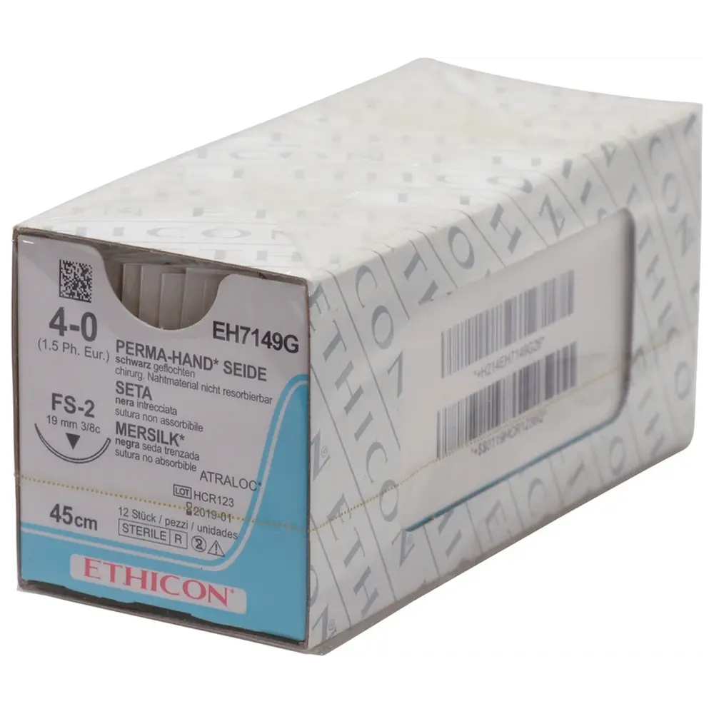 ETHICON Johnson & Johnson MEDICAL PERMA-HAND SEIDE - Packung 12 Stück schwarz, 45 cm, FS2, USP 4-0, Stärke 1,5
