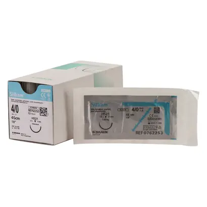 B. Braun Surgical S.A. SILKAM schwarz HS21 4/0 45cm 1,5 Pa 12