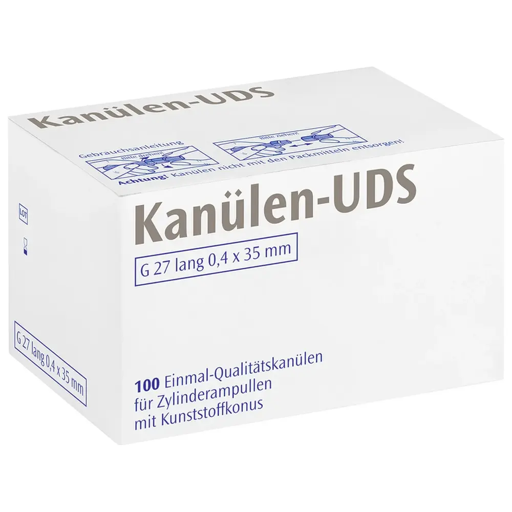 Septodont UDS Kanülen - Packung 100 Stück grau G27 lang, 0,4 x 35 mm, Kappe mittelgrau