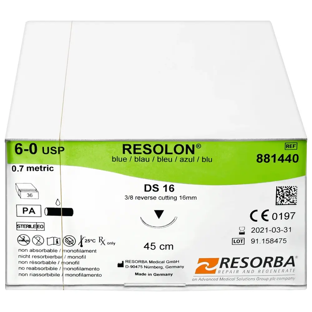 85960_RESOLON__Packung_36_Stueck_blau_45_cm_DS_16_USP_60 Resorba Medical RESOLON® - Packung 36 Stück, blau, 45 cm, DS 16, USP 6/0
