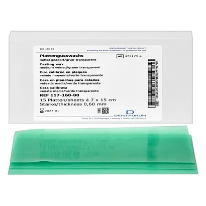 Dentaurum GmbH & Co. KG Plattenwachs Standard grün mittel geadert 0,6mm Pa 15