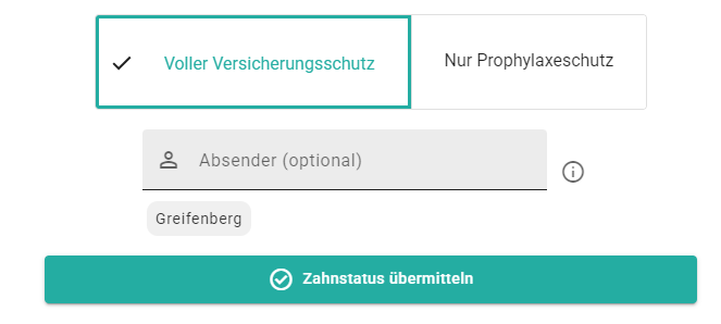 Screenshot des Übermittlungs-Buttons