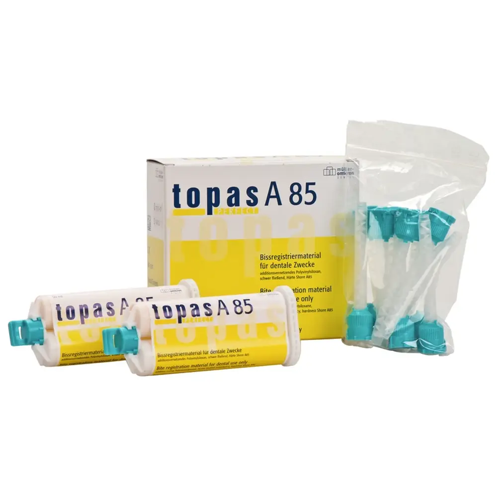 Müller-Omicron topas PERFECT A85 - Packung 2 x 50 ml Kartusche, 12 Mixing Tips grün