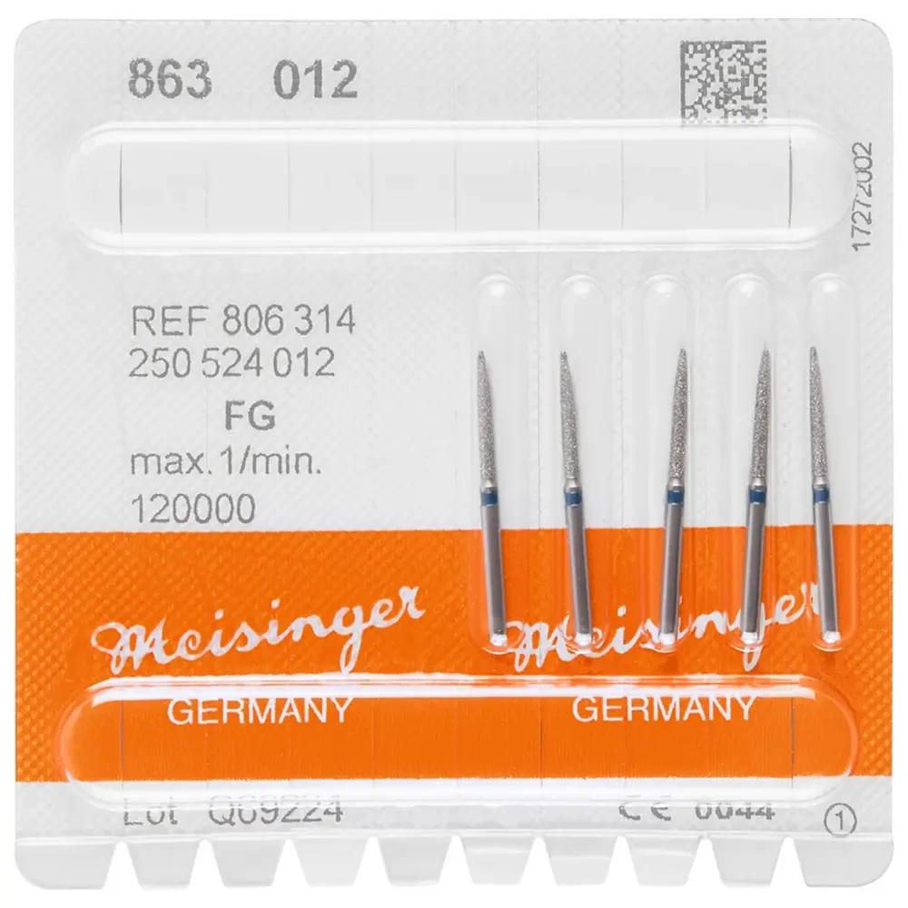 Hager & Meisinger Diamanten 863 - Packung 5 Stück blau mittel, FG, Figur 250 Flamme, 10 mm, ISO 012