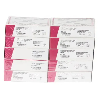 Kentzler-Kaschner KKD® Abformlöffel Standardabdruck - Satz 10 Stück (UK-1 XL, UK-2 L, UK-3 M, UK-4 S, UK-5 XS, OK-1 XL, OK-2 L, OK-3 M, OK-4 S, OK-5 XS), voll
