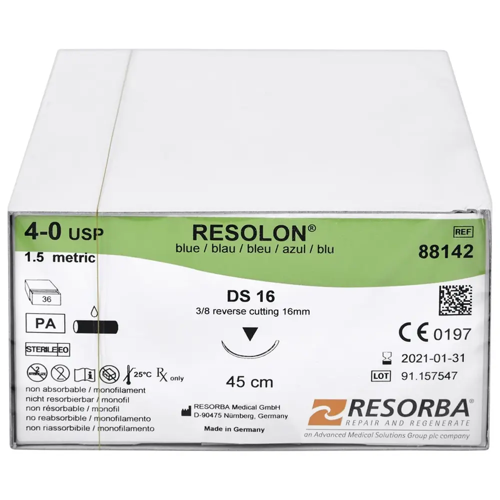 Resorba Medical RESOLON® - Packung 36 Stück, blau, 45 cm, DS 16, USP 4/0