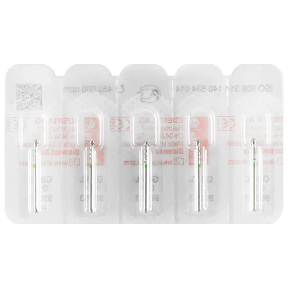 Edenta Diamanten 880 - Packung 5 Stück grün grob, FG, Figur 140 Zylinder rund, 6 mm, ISO 014