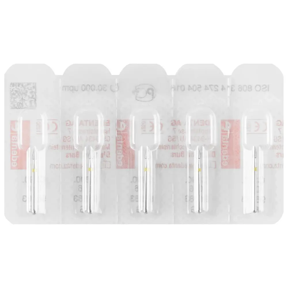 Edenta Diamanten 390 - Packung 5 Stück gelb superfein, FG, Figur 274 Granate, 3,5 mm, ISO 016