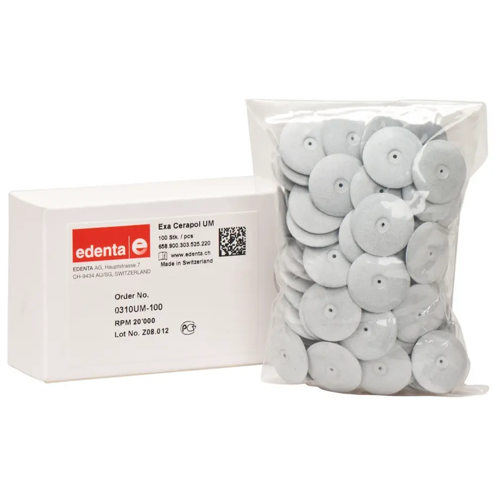 Edenta Exa Cerapol - Packung 100 Stück unmontiert, hellgrau, Figur 303, 3 mm, ISO 220