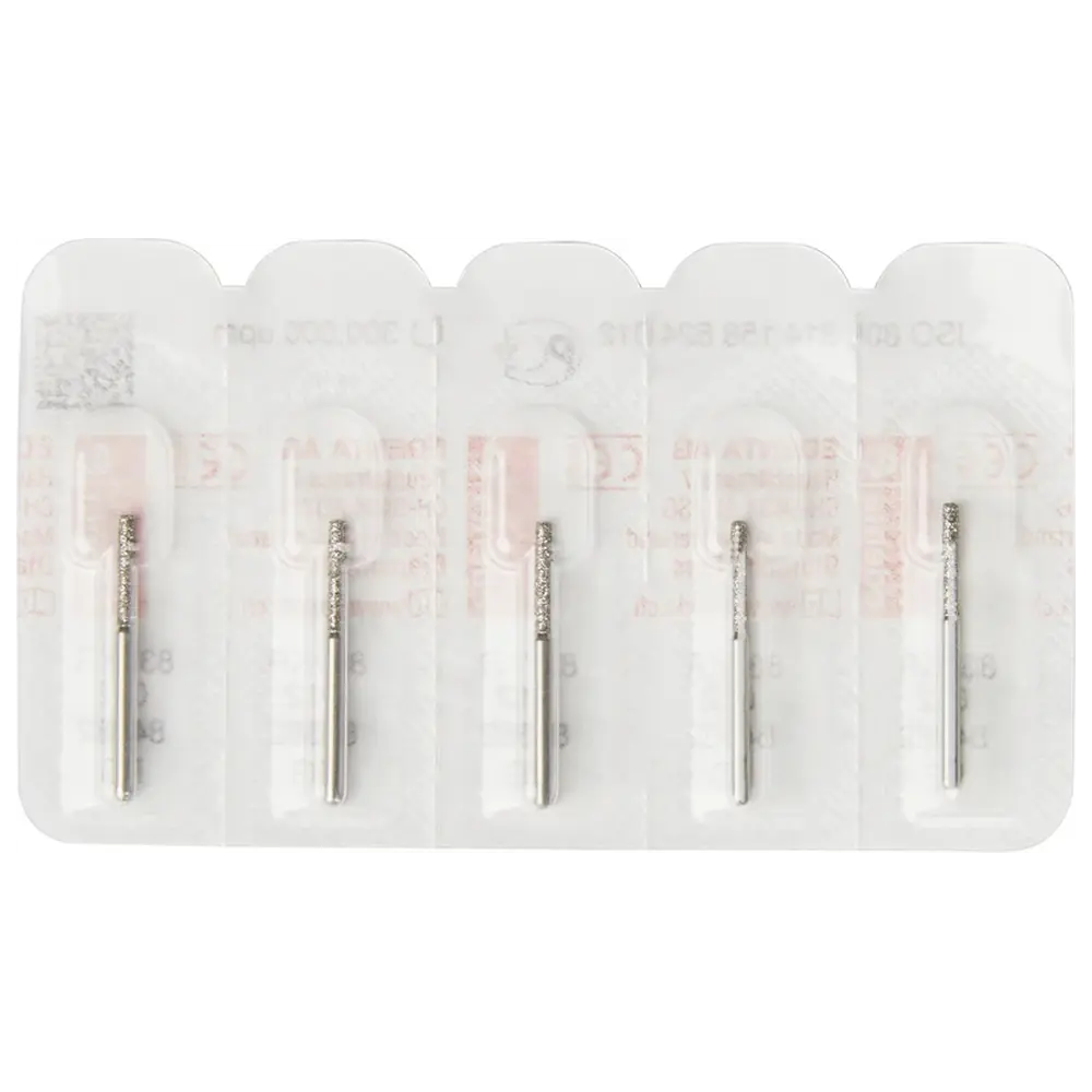 Edenta Diamanten 837KR - Packung 5 Stück Standard, FG, Figur 158 Zylinder Kante rund, 8 mm, ISO 012