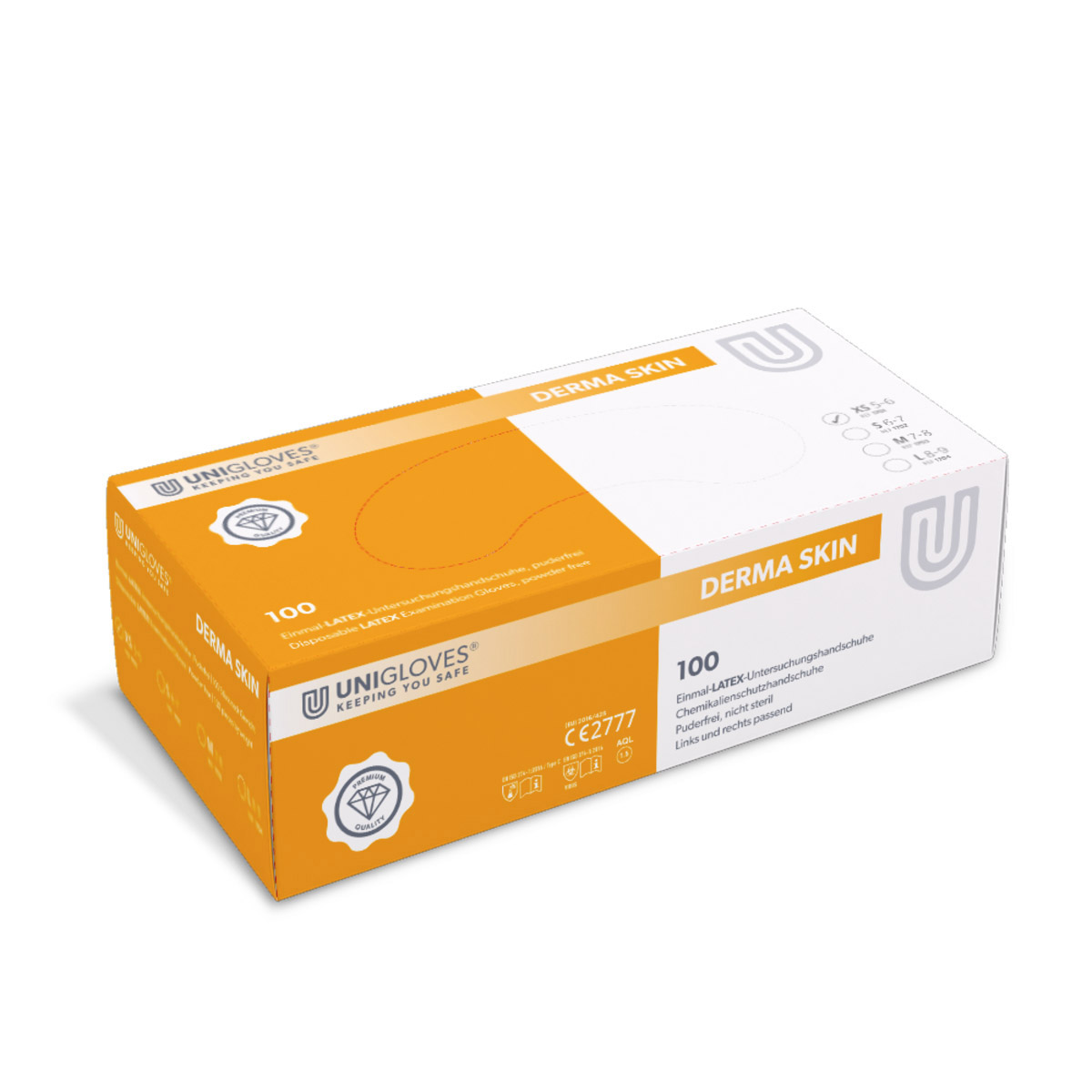 Derma Skin Latex Handsch. pdfr XS 100St