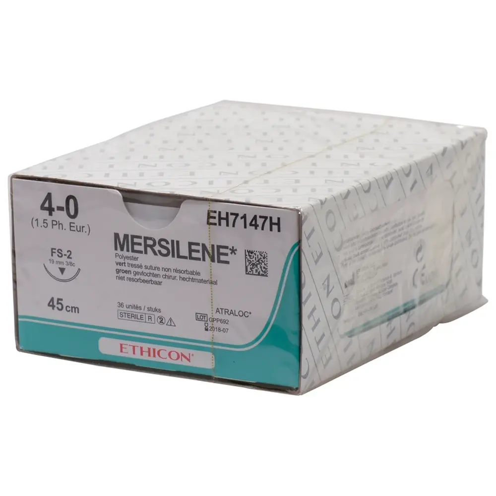 ETHICON Johnson & Johnson MEDICAL MERSILENE - Packung 36 Stück grün, 45 cm, FS2, USP 4-0, Stärke 1,5