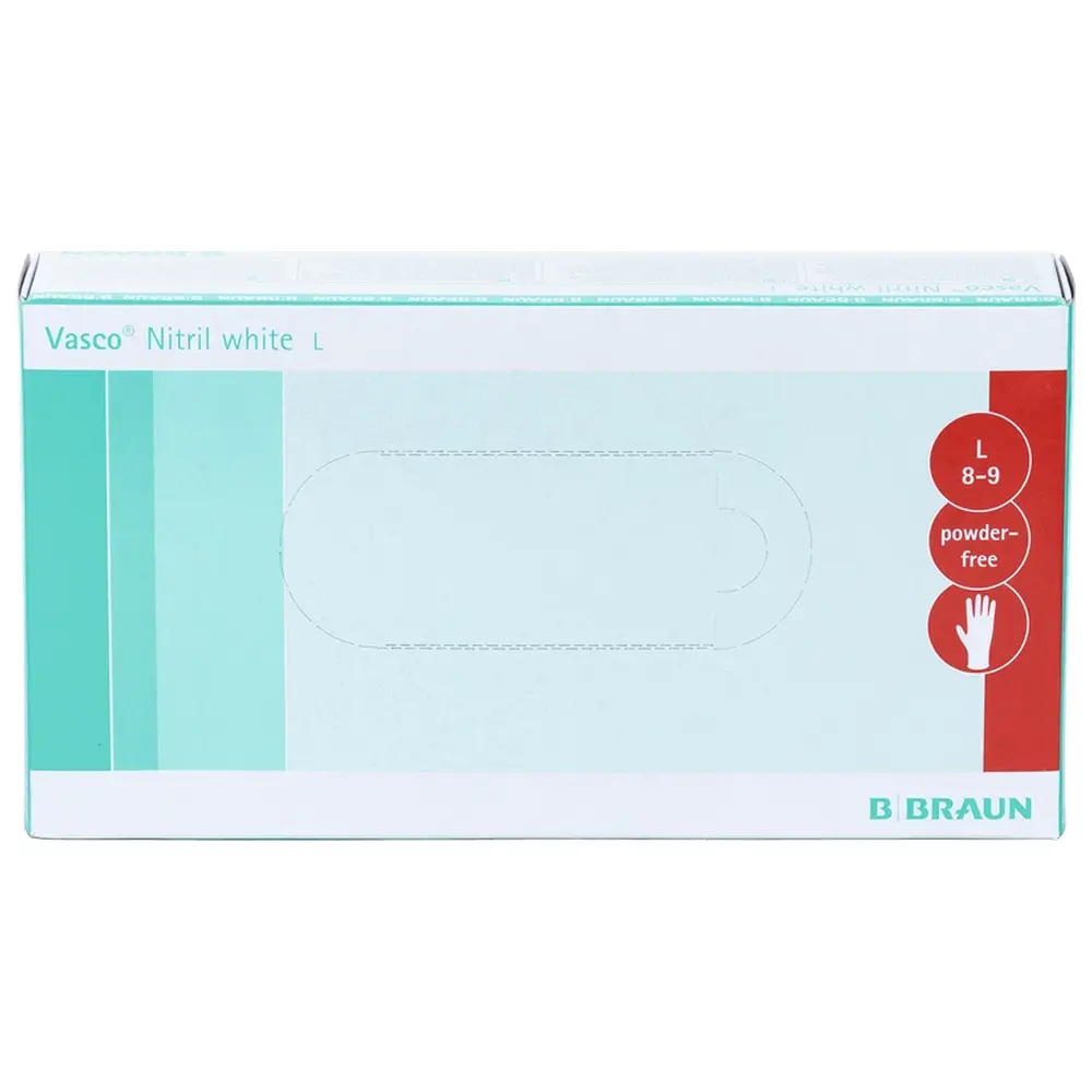 B. Braun Vasco® Nitril white - Packung 100 Stück puderfrei, weiß, L