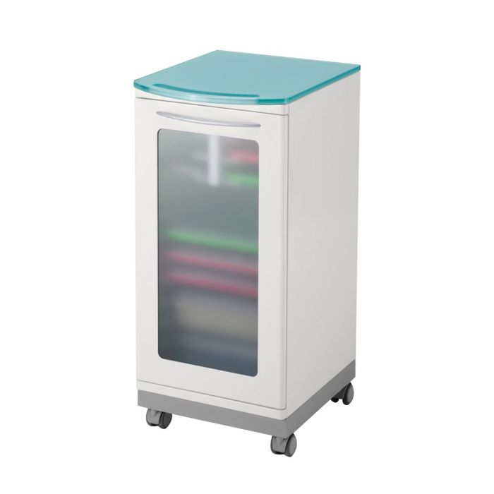 Geschlossener Rollwagen mit Tür und Ablagefläche Geschlossener Rollwagen mit Tür und Ablagefläche