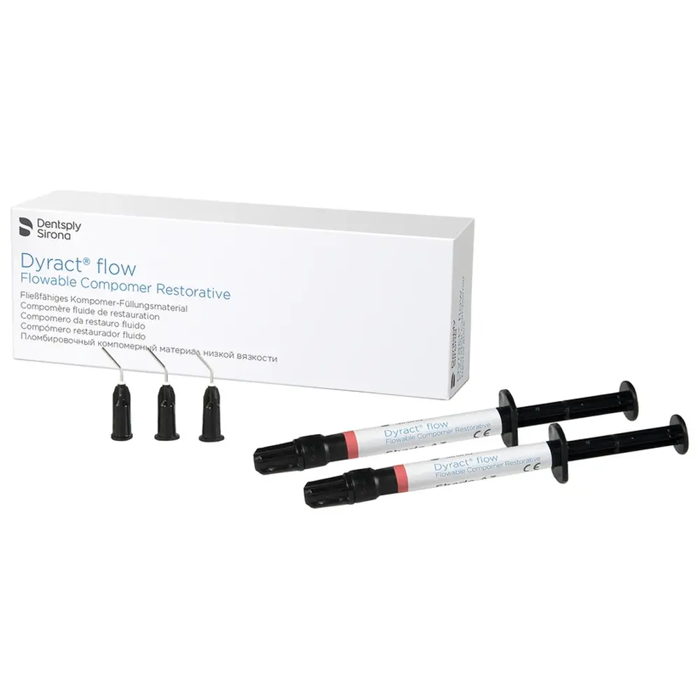 Dentsply Sirona Dyract® flow - Nachfüllpackung 2 x 1 ml Spritze A2, 25 Applikatornadeln schwarz
