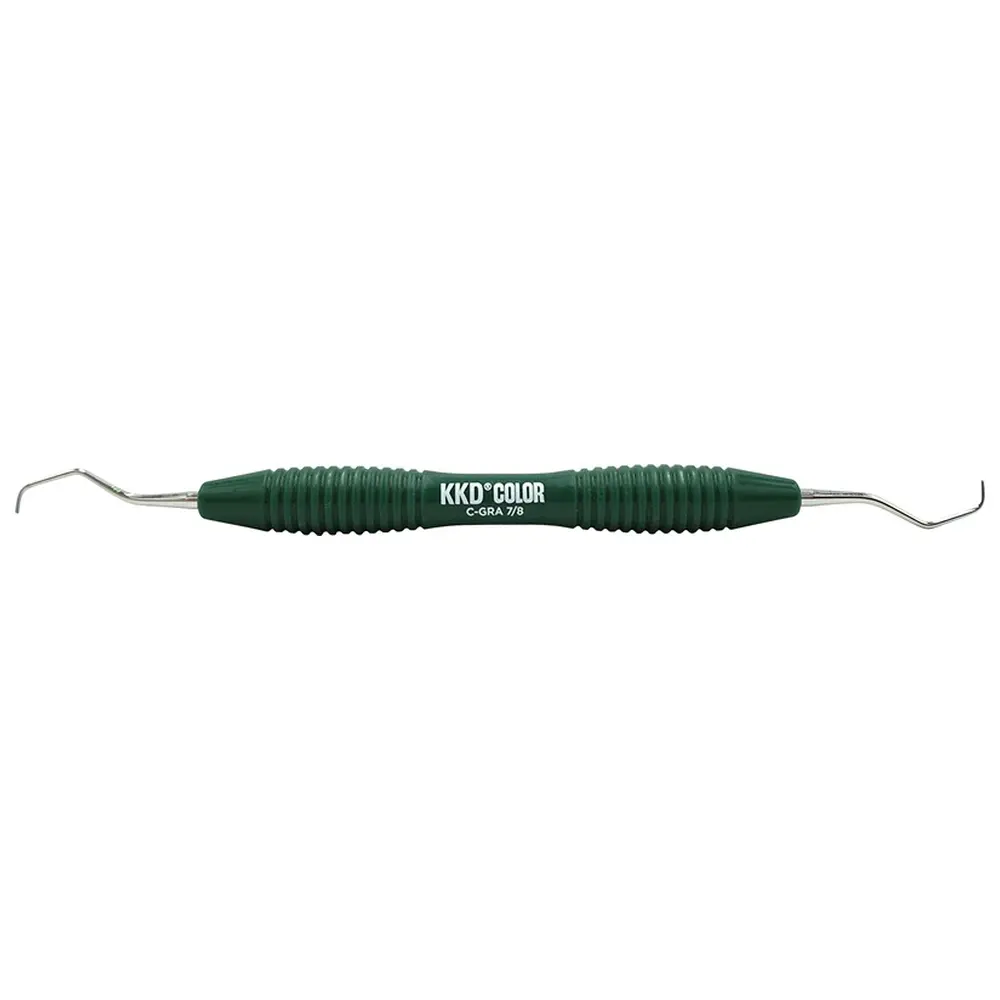 Kentzler-Kaschner KKD® COLOR Gracey Kürette - Stück Figur 7/8, für Präm./Molaren, grün, mit ergonomischem Silicongriff