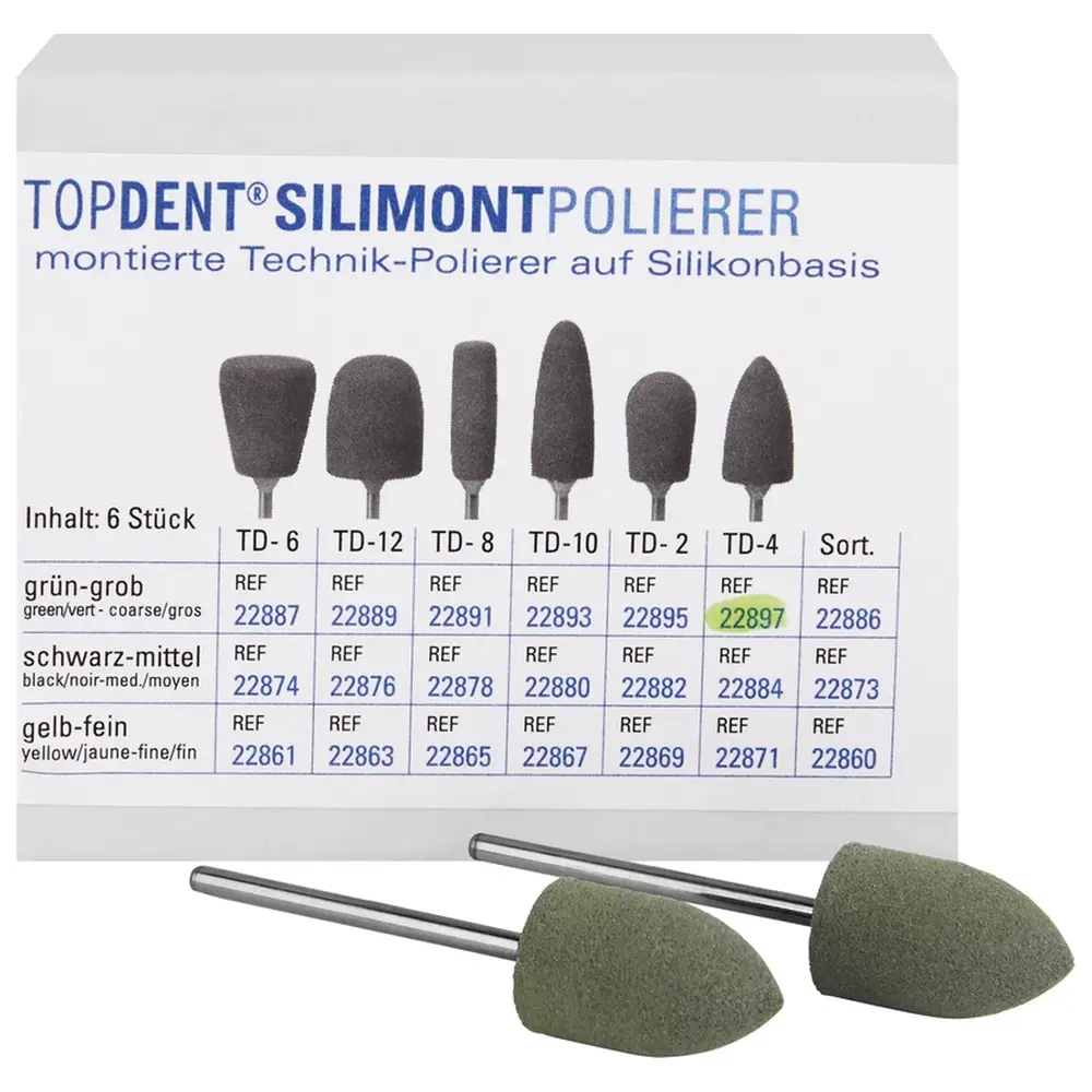 Kentzler-Kaschner TOPDENT Silimont Polierer - Packung 6 Stück grün grob, TD-4