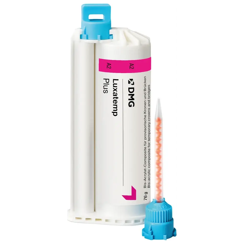 DMG Luxatemp® Plus - Vorteilspackung 5 x 76 g Doppelkartusche A2, 75 Automix-Tips