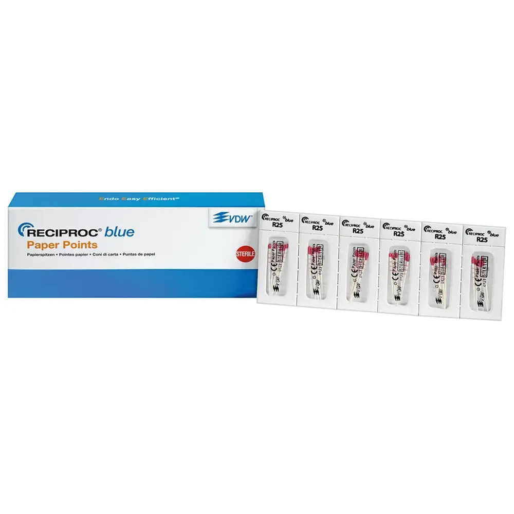 VDW RECIPROC® blue Papierspitzen - Packung 180 Stück ISO 025 VDW RECIPROC® blue Papierspitzen - Packung 180 Stück ISO 025