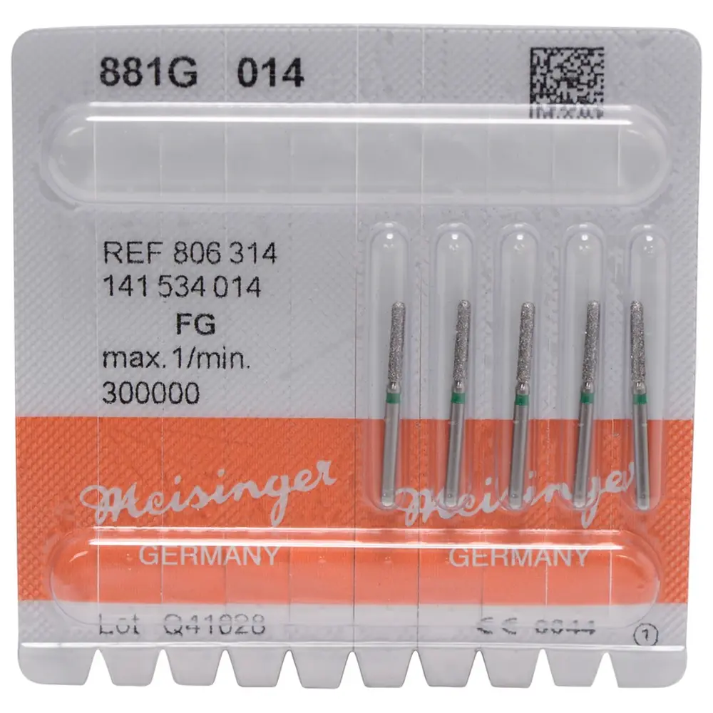 Hager & Meisinger Diamanten 881 - Packung 5 Stück grün grob, FG, Figur 141 Zylinder rund, 8 mm, ISO 014