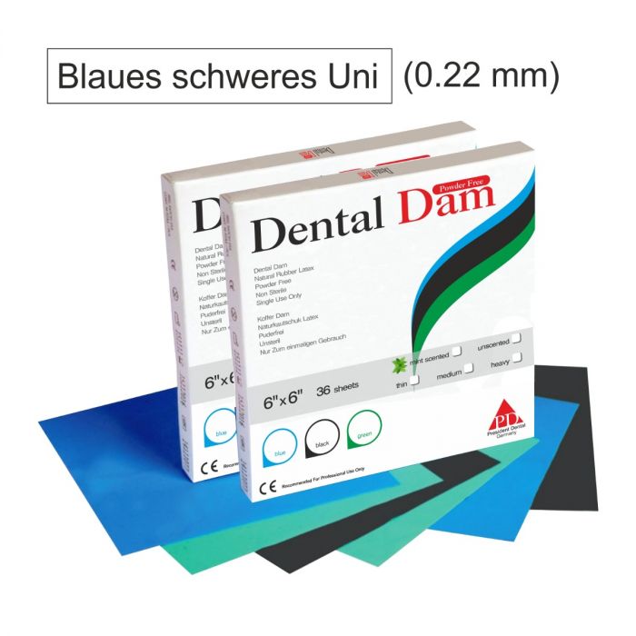 Latex Dental Dam Duft: geruchslos Farbe: blau Stärke: hoch