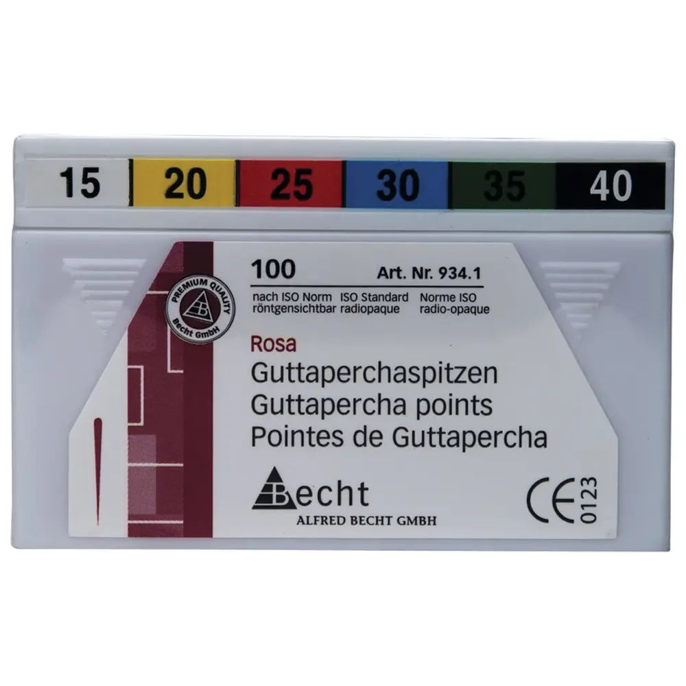Becht Guttaperchaspitzen rosa - Sortiment 100 Stück ISO 015-040