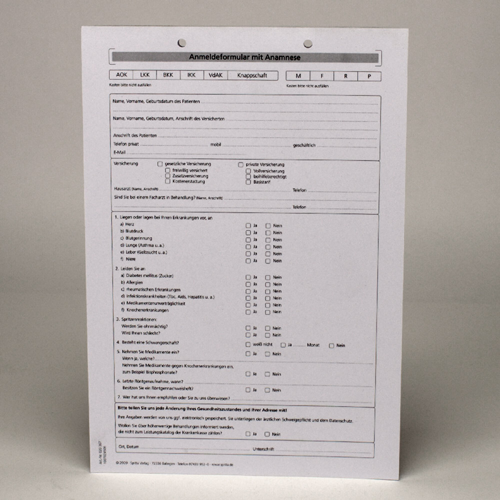 Anmeldung + Anamnese A4-367 100St