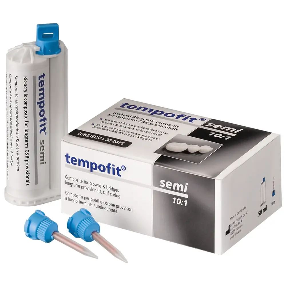 DETAX tempofit® semi - Standardpackung 50 ml Doppelkartusche A2, 10 T-Mixer blau, 10:1