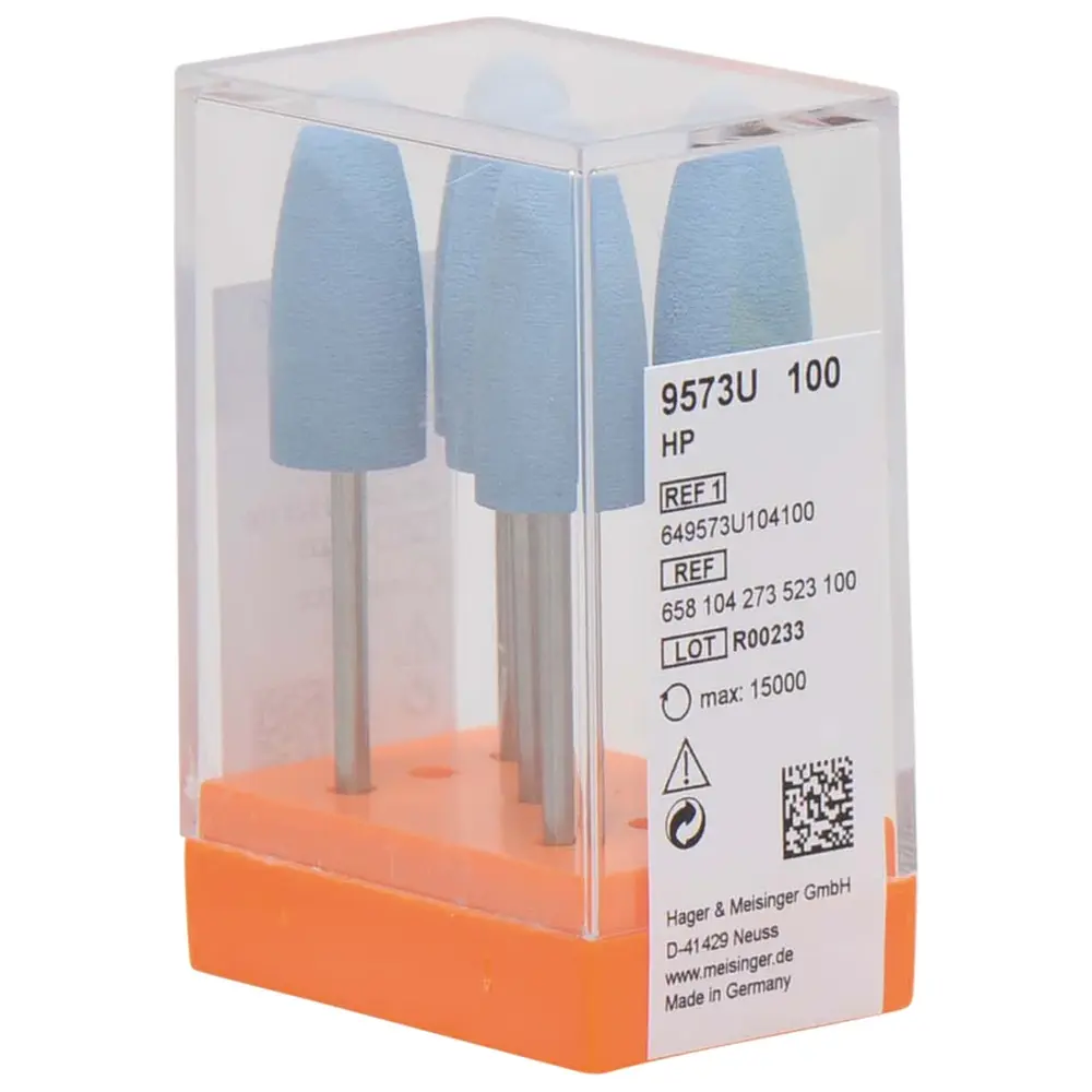 Hager & Meisinger Silikonpolierer 9573 - Packung 5 Stück hellblau fein, HP, Figur 273, 24 mm, ISO 100