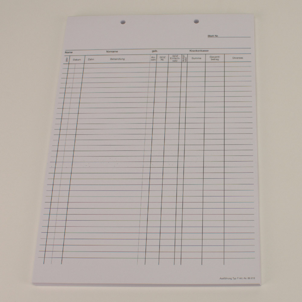 Krankenblatt P weiß kopfgel. 100St