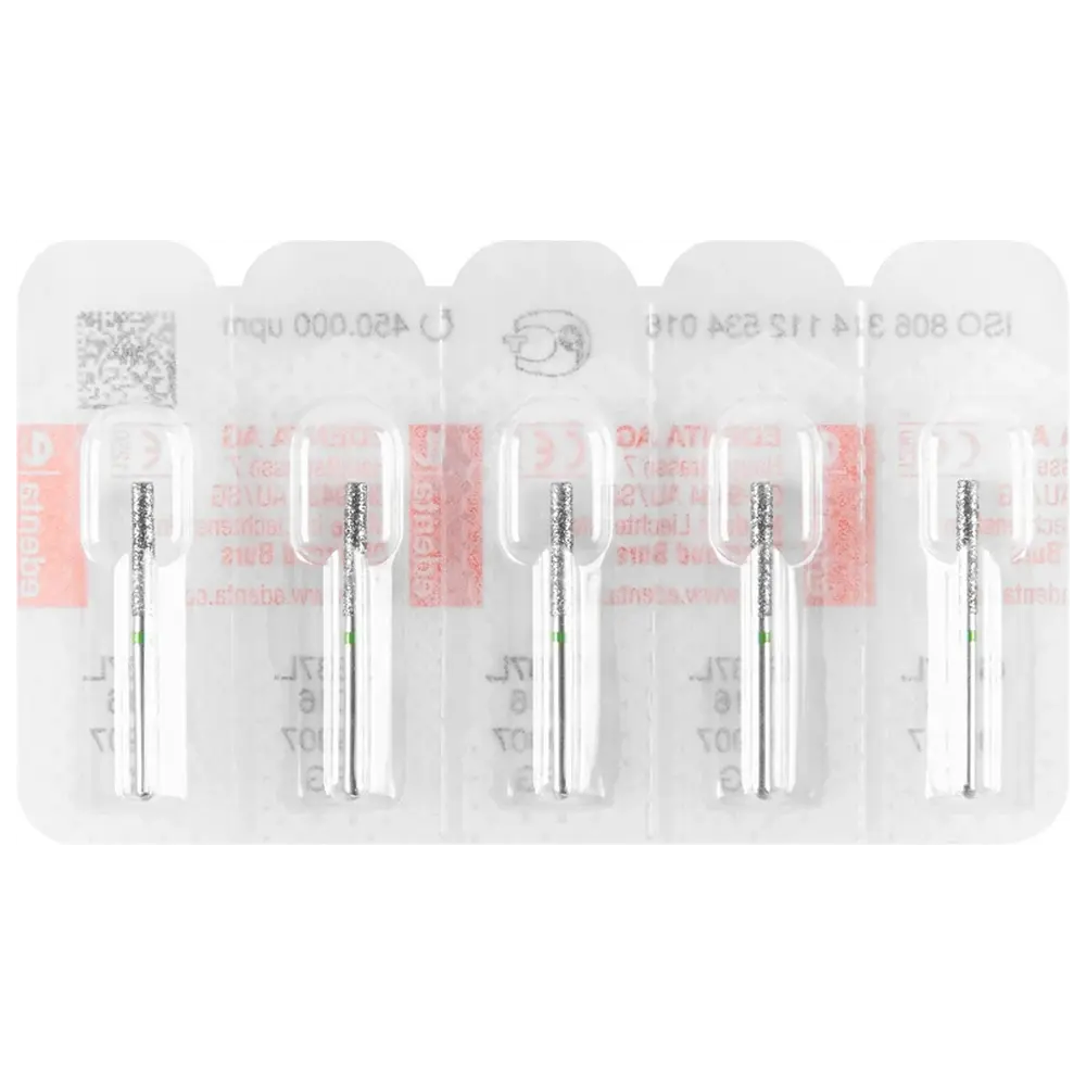 Edenta Diamanten 837L - Packung 5 Stück grün grob, FG, Figur 112 Zylinder lang, 10 mm, ISO 016
