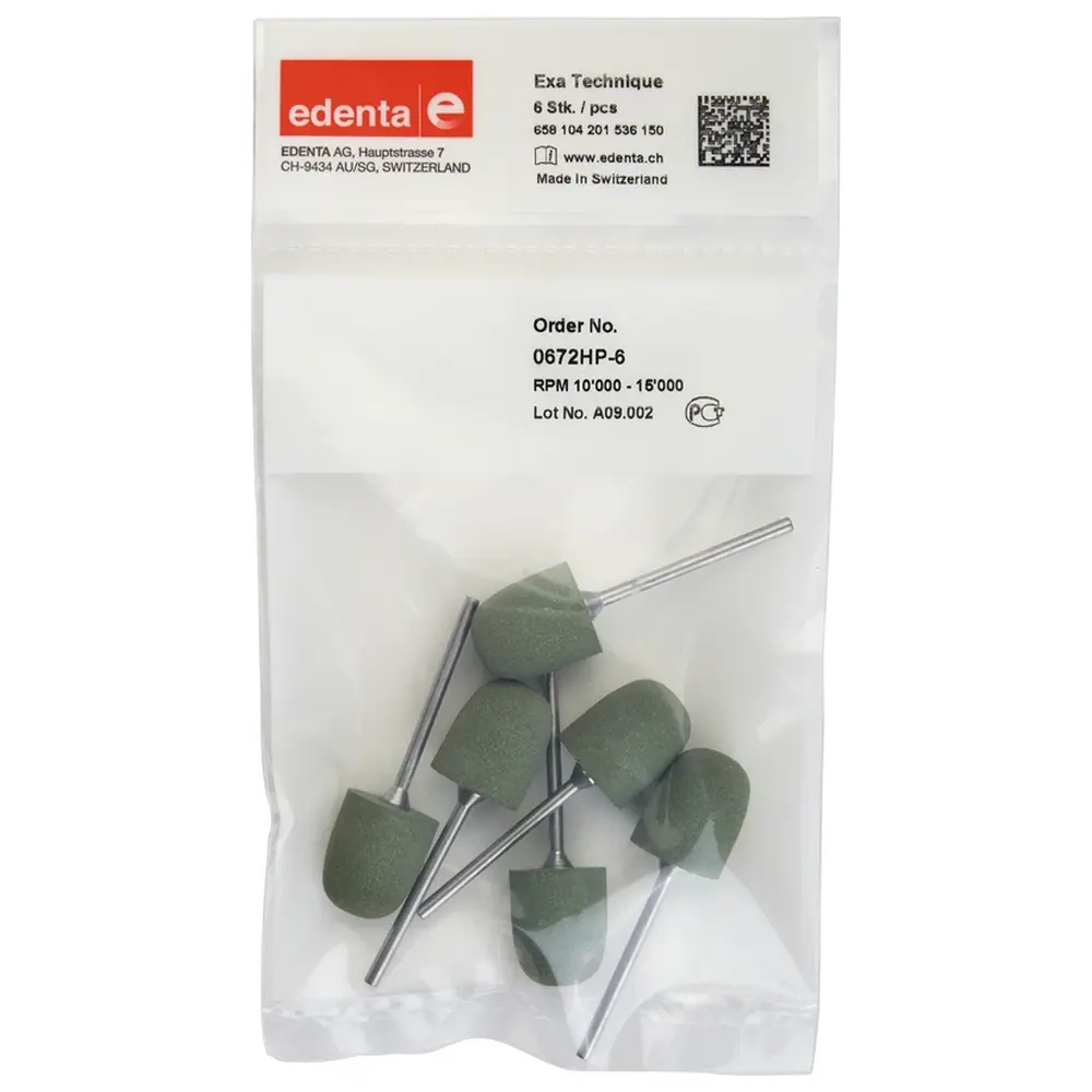 Edenta Exa Technique - Packung 6 Stück grün grob, HP, Figur 201, 18 mm, ISO 150