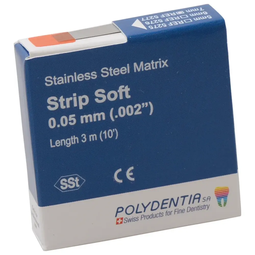 Polydentia SA Matrizenband - Packung 3 m Band Breite 7 mm, Stärke 0,05 mm, soft