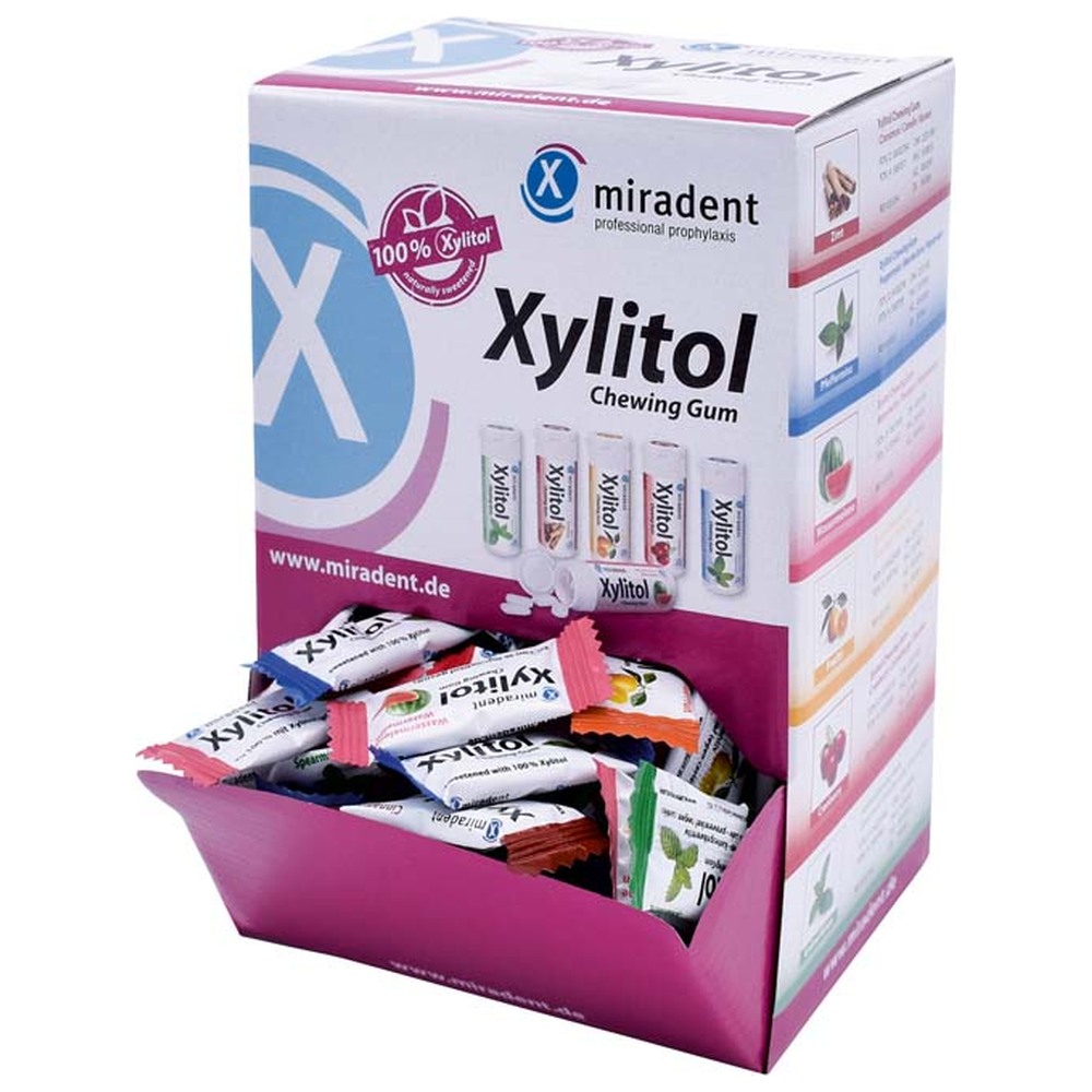 Hager & Werken Xylitol Chewing Gum - Schüttbox 200 x 2 Stück sortiert (Minze, Cranberry, Wassermelone, Zimt, Frucht, Pfefferminz)