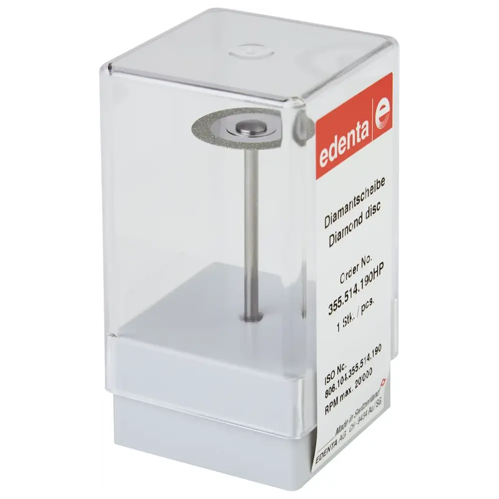 Edenta Diamantscheibe 355 - Stück rot fein, HP, Figur 355, 0,15 mm, ISO 190