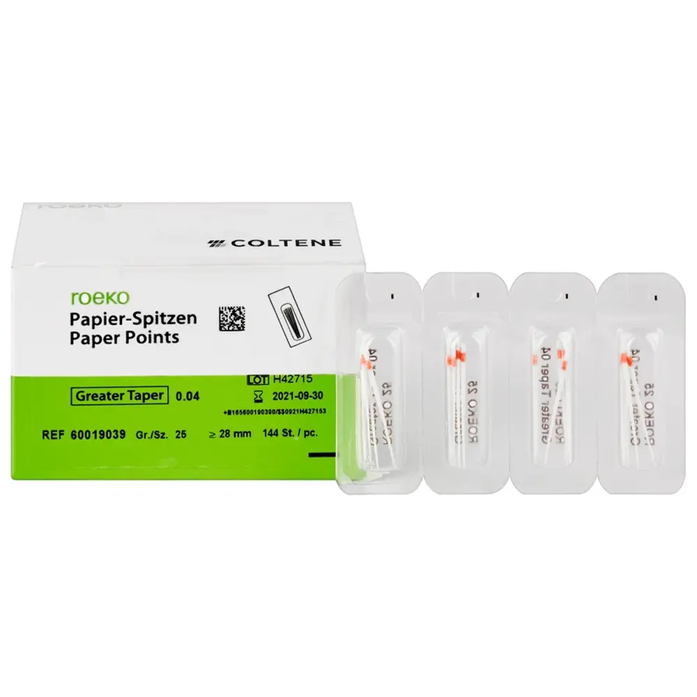 COLTENE roeko Papier-Spitzen Greater Taper - Cellpackung 144 Stück Taper.04 ISO 025