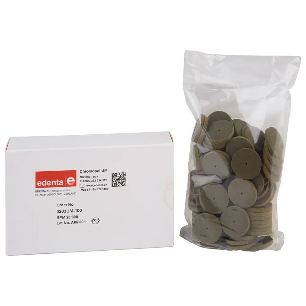 Edenta ChromoPol - Packung 100 Stück unmontiert, braun grob, Figur 372, 3 mm, ISO 220