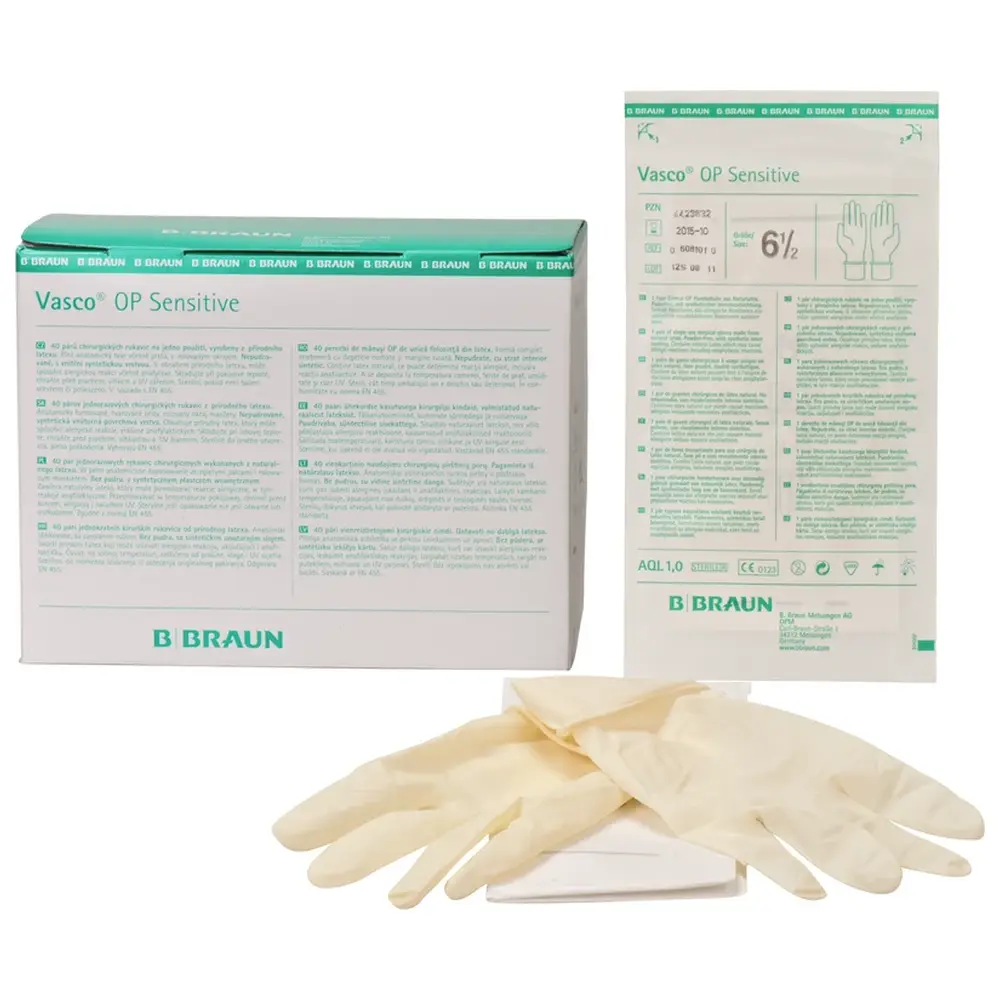 B. Braun Vasco® OP Sensitive - Karton 40 Paar puderfrei, naturweiß, Größe 6,5