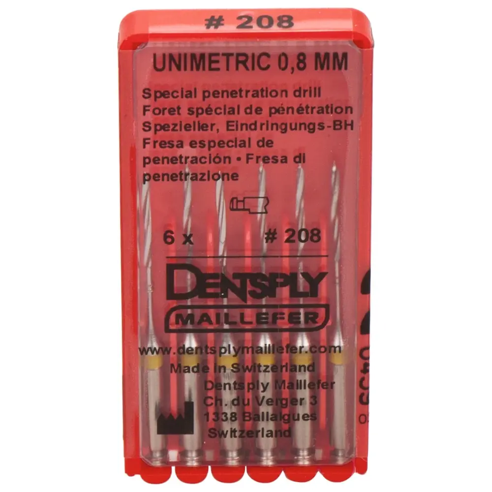Dentsply Sirona UNIMETRIC Eindringungsbohrer - Packung 6 Stück, gelb, Gr. 208