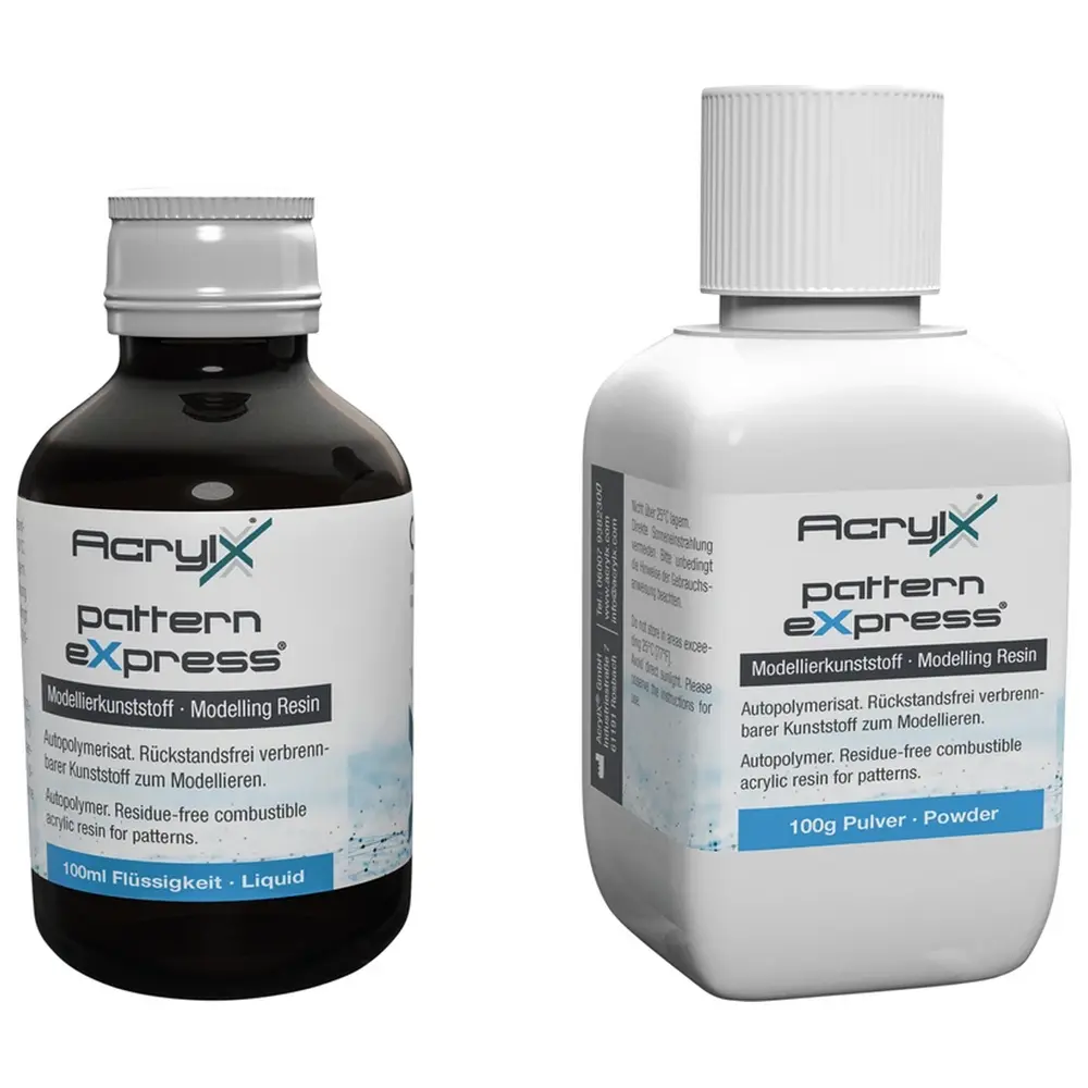AcrylX pattern eXpress® DENTIN - Laborpackung 100g Pulver dentin, 100ml Flüssigkeit inklusive Zubehör