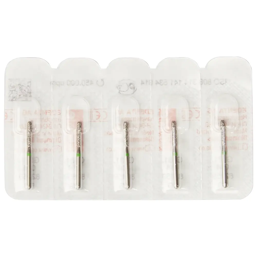 Edenta Diamanten 881 - Packung 5 Stück grün grob, FG, Figur 141 Zylinder rund, 6 mm, ISO 014