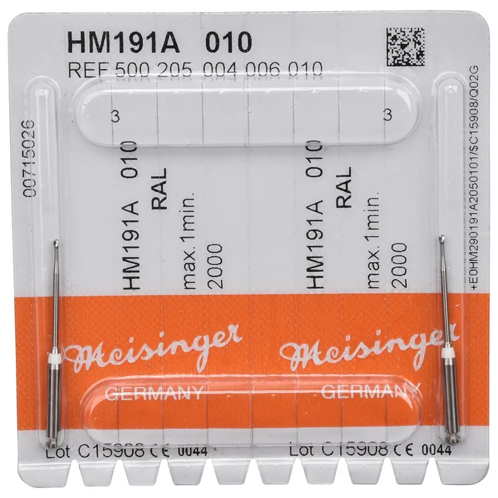 Hager & Meisinger Endo Access Bur 191A - Packung 2 Stück weiß, RAL, Figur 004, Kopf: 16 mm, Total: 31 mm, ISO 010