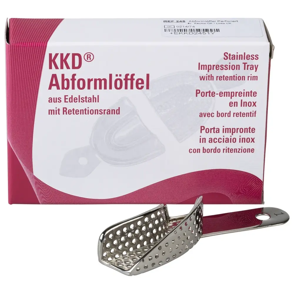 Kentzler-Kaschner KKD® Abformlöffel Abdrucknahme - Stück OK rechts, UK links, perforiert, Nr. 1