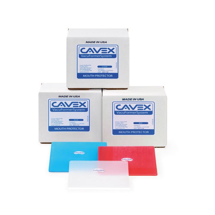 CAVEX Zahnschutz-rot, weiß, blau, 3,8 mm x 125 mm x 125 mm