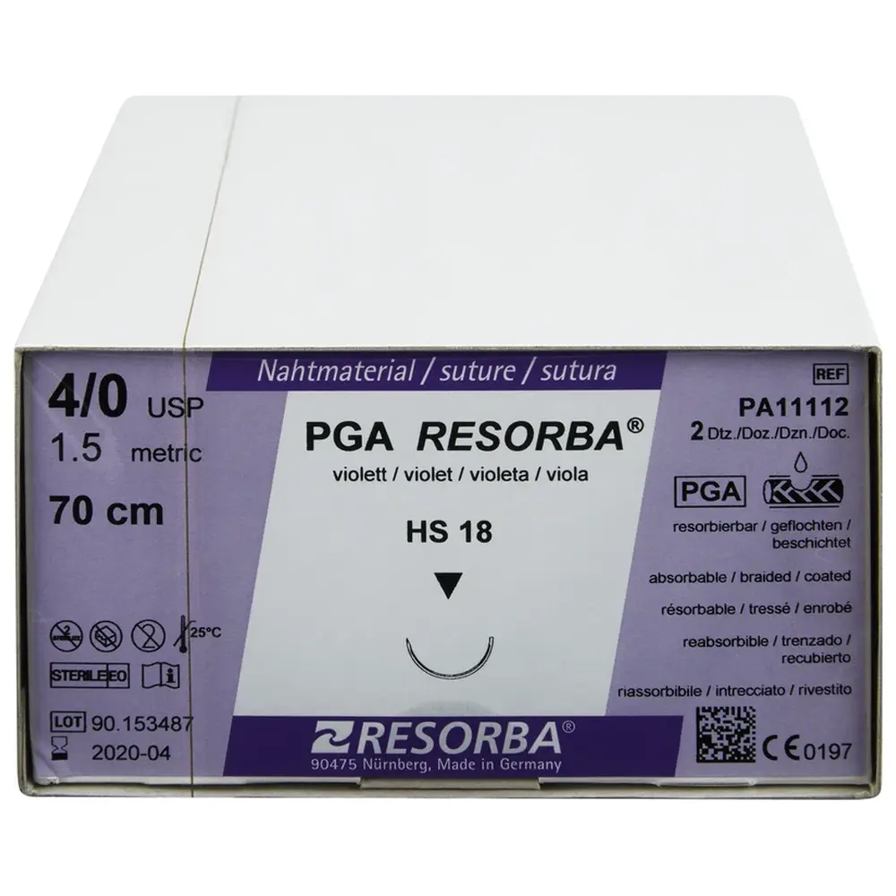 Resorba Medical RESORBA® PGA - Packung 24 Stück,violett, 70 cm, HS 18, USP 4/0